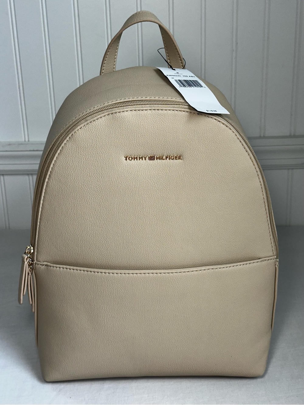 Tommy Hilfiger Cream Mini Backpack with Gold Logo